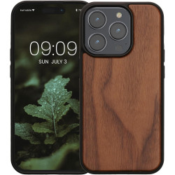 KWmobile Σκληρή Ξύλινη Θήκη με TPU Bumper - Apple iPhone 15 Pro - Walnut / Dark Brown (62009.18)
