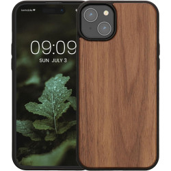 KWmobile Σκληρή Ξύλινη Θήκη με TPU Bumper - Apple iPhone 15 Plus - Walnut / Dark Brown (62008.18)
