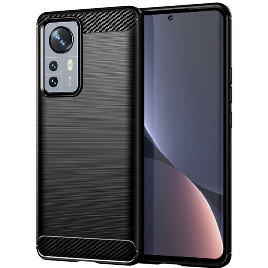 Techsuit Carbon Silicone - Θήκη Σιλικόνης Xiaomi 12 / 12X - Black (5949419030930)