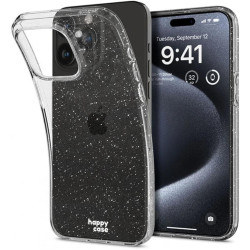 HappyCase Διάφανη Θήκη Σιλικόνης Apple iPhone 15 Pro - Glitter Print (8719246420429)