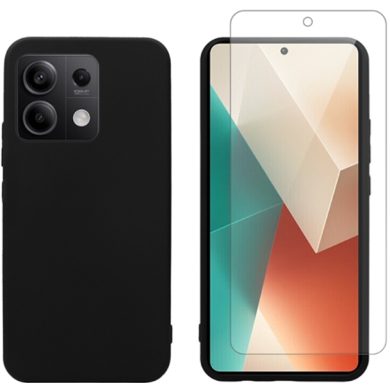 Σετ Θήκη Σιλικόνης & Tempered Glass - Xiaomi Redmi Note 13 5G - Vivid Set - Transparent / Black (VIMAT354BKGLASSTN)