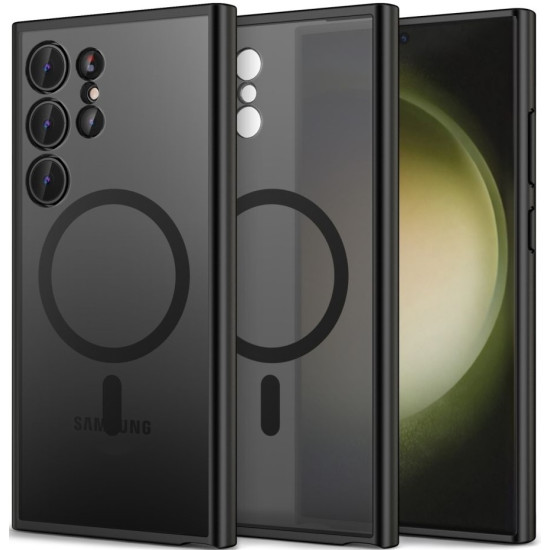 Σκληρή Ημιδιάφανη Θήκη MagSafe Samsung Galaxy S24 Ultra - Tech-Protect MagMat - Matte Black (5906203690534)