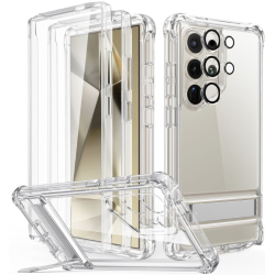 Ανθεκτική 360° Full Body Διάφανη Θήκη με Kickstand & Tempered Glass για Φακό Κάμερας - Samsung Galaxy S24 Ultra - ESR Armor Kickstand Case - Clear (4894240189955)