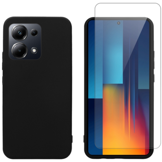 Σετ Θήκη Σιλικόνης & Tempered Glass - Xiaomi Redmi Note 13 Pro 4G / Poco M6 Pro 4G - Vivid Set - Transparent / Black (VIMAT359BKGLASSTN)