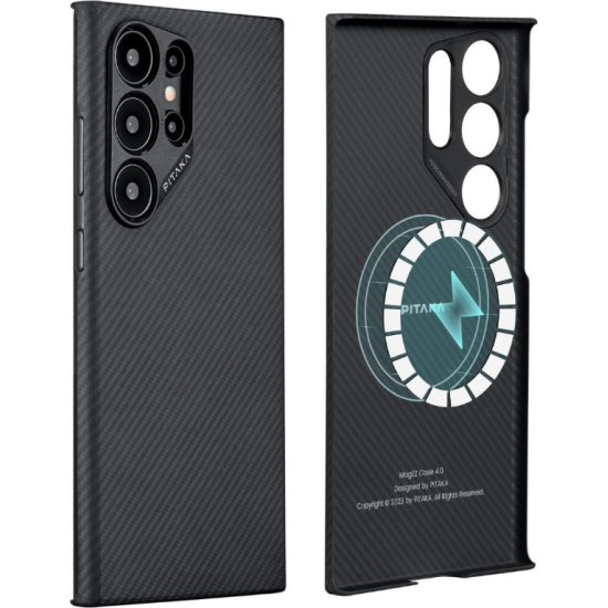 MagSafe Θήκη Aramid Fiber Body - Samsung Galaxy S24 Ultra - Pitaka MagEZ Case 4 - 1mm - 600D - Black / Grey / Twill (KS2401U)