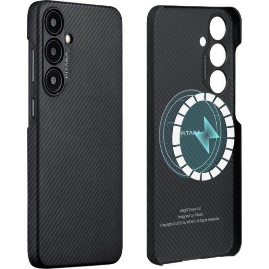 MagSafe Θήκη Aramid Fiber Body - Samsung Galaxy S24 Plus - Pitaka MagEZ Case 4 - 1mm - 600D - Black / Grey / Twill (KS2401S)