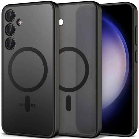 Σκληρή Ημιδιάφανη Θήκη MagSafe Samsung Galaxy S24 - Tech-Protect MagMat - Matte Black (5906203690510)