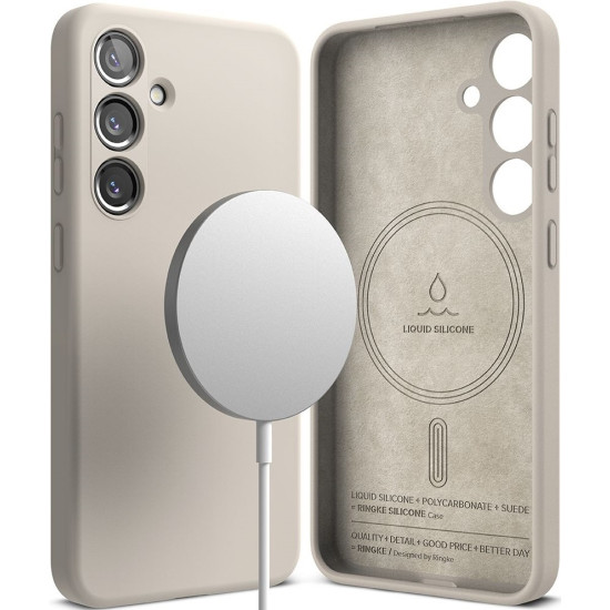 Ανθεκτική MagSafe Θήκη Σιλικόνης - Samsung Galaxy S24 - Ringke Silicone Magnetic - Stone (8809961782985)