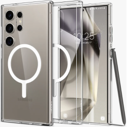 Σκληρή Ανθεκτική MagSafe Θήκη - Samsung Galaxy S24 Ultra - Spigen Ultra Hybrid OneTap Metal Ring MagFit - White (ACS07297)