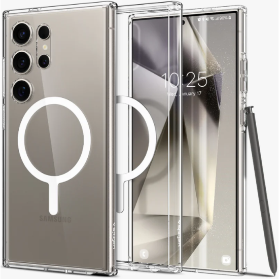 Σκληρή Ανθεκτική MagSafe Θήκη - Samsung Galaxy S24 Ultra - Spigen Ultra Hybrid OneTap Metal Ring MagFit - White (ACS07297)