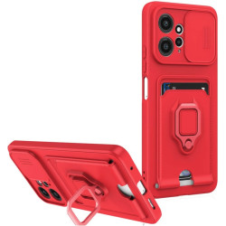 Bodycell Multifunction - Ανθεκτική Θήκη Xiaomi Redmi Note 12 4G με Λουράκι Λαιμού / Κάλυμμα Κάμερας / Ring Holder / Υποδοχή Κάρτας - Red (5206015072468)