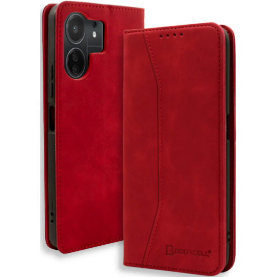 Bodycell Θήκη - Πορτοφόλι Xiaomi Redmi 13C / Poco C65 - Red (5206015073144)