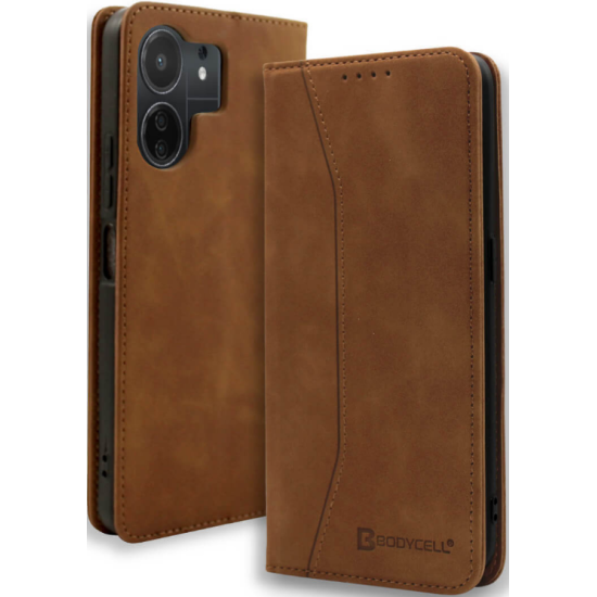 Bodycell Θήκη - Πορτοφόλι Xiaomi Redmi 13C / Poco C65 - Brown (5206015073137)