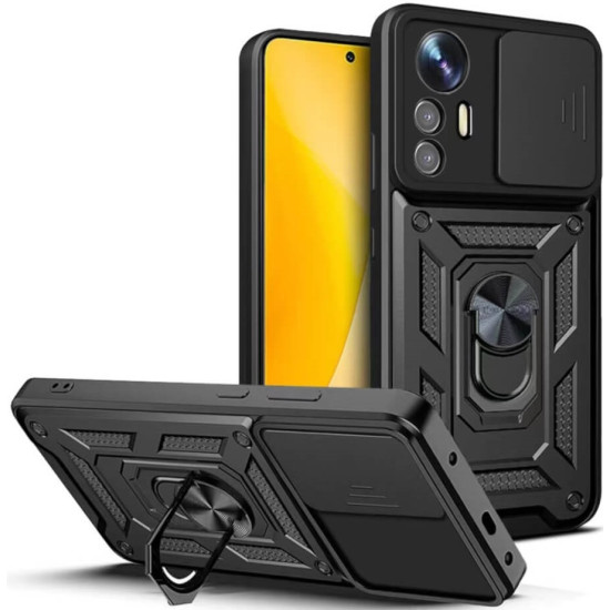 Bodycell Armor Slide - Ανθεκτική Θήκη Xiaomi 12 Lite με Κάλυμμα για την Κάμερα & Μεταλλικό Ring Holder - Black (5206015070389)