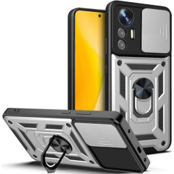 Bodycell Armor Slide - Ανθεκτική Θήκη Xiaomi 12 Lite με Κάλυμμα για την Κάμερα & Μεταλλικό Ring Holder - Silver (5206015009594)