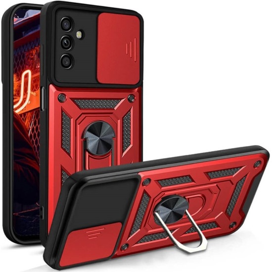 Bodycell Armor Slide - Ανθεκτική Θήκη Samsung Galaxy A05s με Κάλυμμα για την Κάμερα & Μεταλλικό Ring Holder - Red (5206015072352)