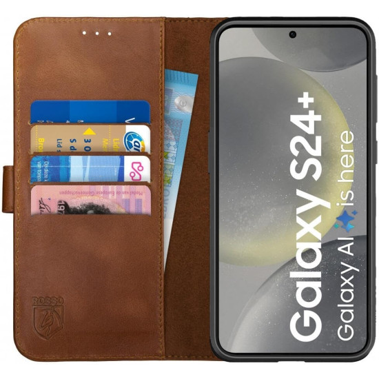 Δερμάτινη Θήκη Πορτοφόλι - Samsung Galaxy S24 Plus - Rosso Deluxe - Brown (8719246427114)