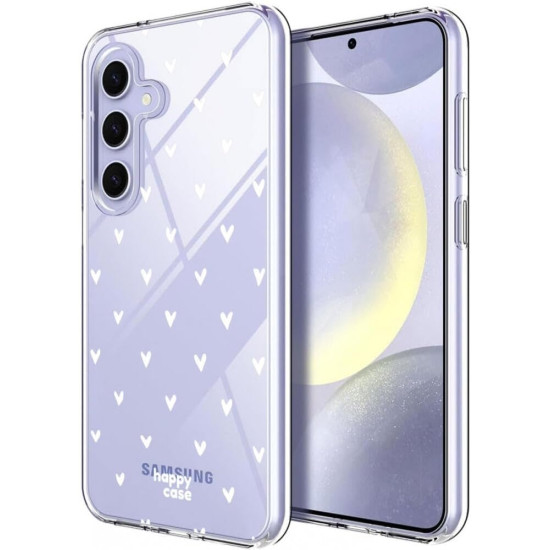 Διάφανη Θήκη Σιλικόνης - Samsung Galaxy S24 - HappyCase - Hearts Print (8719246442421)