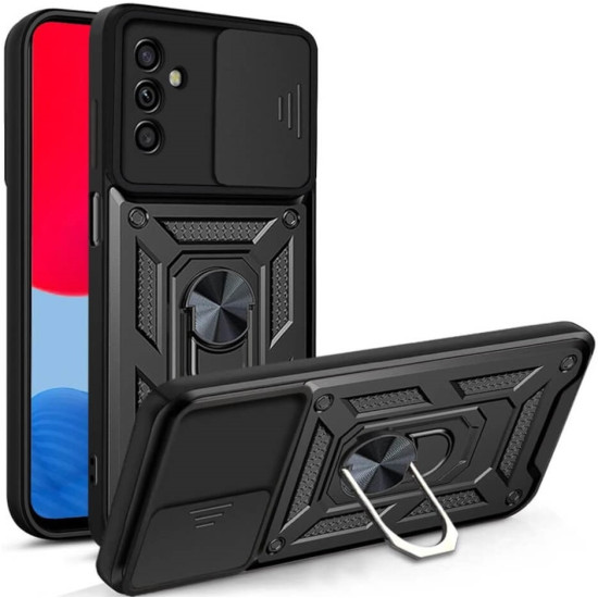 Bodycell Armor Slide - Ανθεκτική Θήκη Samsung Galaxy M34 5G με Κάλυμμα για την Κάμερα & Μεταλλικό Ring Holder - Black (5206015072628)