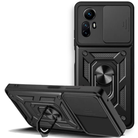 Bodycell Armor Slide - Ανθεκτική Θήκη Xiaomi Redmi Note 12S με Κάλυμμα για την Κάμερα & Μεταλλικό Ring Holder - Black (5206015022036)