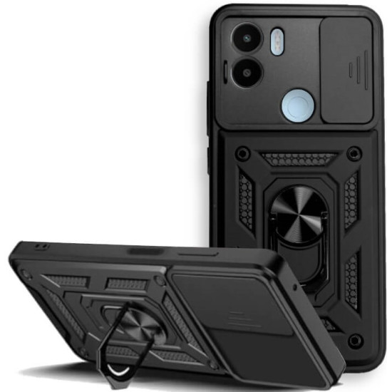 Bodycell Armor Slide - Ανθεκτική Θήκη Xiaomi Redmi A2 Plus / A1 Plus με Κάλυμμα για την Κάμερα & Μεταλλικό Ring Holder - Black (5206015023031)