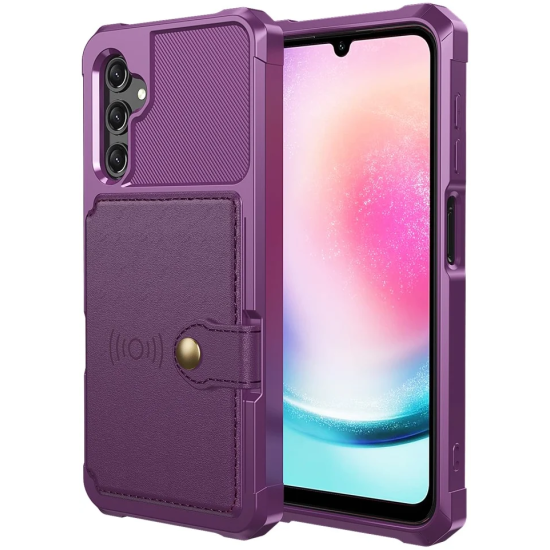 HappyCase 3 σε 1 - Θήκη Σιλικόνης με Ενσωματωμένο PU Πορτοφόλι - Samsung Galaxy A25 - Purple (8719246420771)