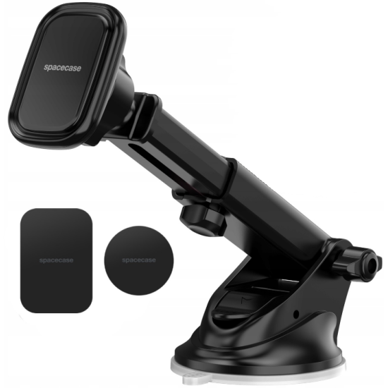 Spacecase SC10 Dashboard & Windshield Magnetic Car Holder - Universal Μαγνητική Βάση Κινητών με Βεντούζα & Ρυθμιζόμενο Βραχίονα για Ταμπλό / Παρμπρίζ Αυτοκινήτου - Black (5905719039035)