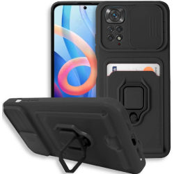 Bodycell Multifunction - Ανθεκτική Θήκη Xiaomi Redmi Note 11 Pro / Redmi Note 12 Pro 4G με Λουράκι Λαιμού / Κάλυμμα Κάμερας / Ring Holder / Υποδοχή Κάρτας - Black (5206015072475)