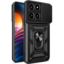 Ανθεκτική Θήκη με Κάλυμμα για την Κάμερα & Μεταλλικό Ring Holder - Xiaomi 14 - Bodycell Armor Slide - Black (5206015072741)