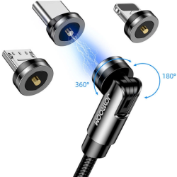 Joyroom 3 in 1 S-1224X2 - Μαγνητικό Καλώδιο Φόρτισης USB-Α σε Type-C / Lightning / MicroUSB - 120cm - 2.4A - Black (6941237162878)