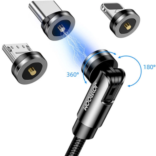 Joyroom 3 in 1 S-1224X2 - Μαγνητικό Καλώδιο Φόρτισης USB-Α σε Type-C / Lightning / MicroUSB - 120cm - 2.4A - Black (6941237162878)