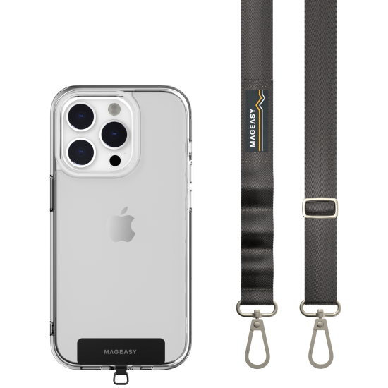 SwitchEasy MagEasy Sling Strap & Strap Card 20mm - Αποσπώμενο Λουράκι Λαιμού για Θήκες Κινητών iPhone - Concrete Gray (MPHIPH143CR23)