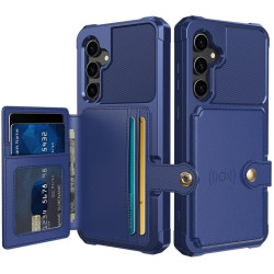 HappyCase 3 σε 1 - Θήκη Σιλικόνης με Ενσωματωμένο PU Πορτοφόλι - Samsung Galaxy S23 FE - Dark Blue (8719246421389)