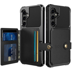 HappyCase 3 σε 1 - Θήκη Σιλικόνης με Ενσωματωμένο PU Πορτοφόλι - Samsung Galaxy S23 FE - Black (8719246409226)