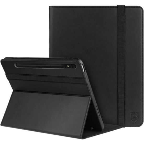 Rosso Element PU Θήκη Samsung Galaxy Tab S10 Ultra / S9 Ultra 14.6'' με Υποδοχή για Γραφίδα - Black (8719246407895)