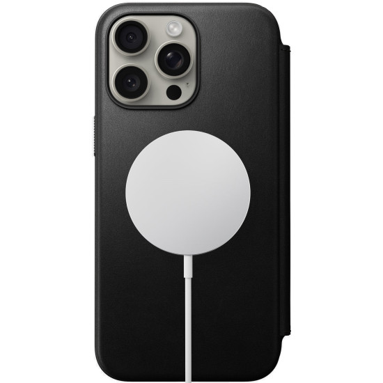 Θήκη iPhone 15 Pro Max Nomad Modern Leather Folio Δερμάτινο Πορτοφόλι με MagSafe - Black (NM01632085)
