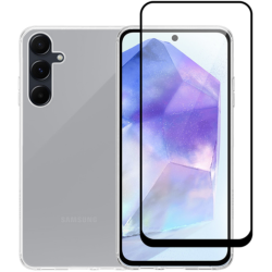 Σετ Διάφανη Θήκη Σιλικόνης & Full Face Tempered Glass - Samsung Galaxy A35 - Vivid Set Gelly Case & Full Face Tempered Glass - Transparent / Black (VIGELLY367GLASSBK)