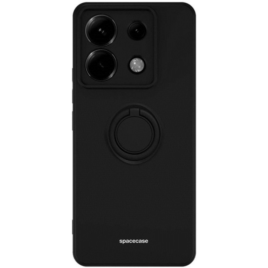 Θήκη Σιλικόνης με Μεταλλικό Μαγνητικό Ring Holder - Xiaomi Redmi Note 13 Pro 5G / Poco X6 - Spacecase Silicone Ring - Black (5905719108038)
