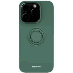 Spacecase Silicone Ring - Θήκη Σιλικόνης με Μεταλλικό Μαγνητικό Ring Holder - Apple iPhone 15 Pro - Dark Green (5905719103866)