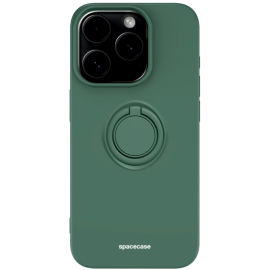 Spacecase Silicone Ring - Θήκη Σιλικόνης με Μεταλλικό Μαγνητικό Ring Holder - Apple iPhone 15 Pro - Dark Green (5905719103866)