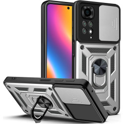 Bodycell Armor Slide - Ανθεκτική Θήκη Xiaomi Redmi Note 11 Pro / Redmi Note 12 Pro 4G με Κάλυμμα για την Κάμερα & Μεταλλικό Ring Holder - Silver (5206015072406)