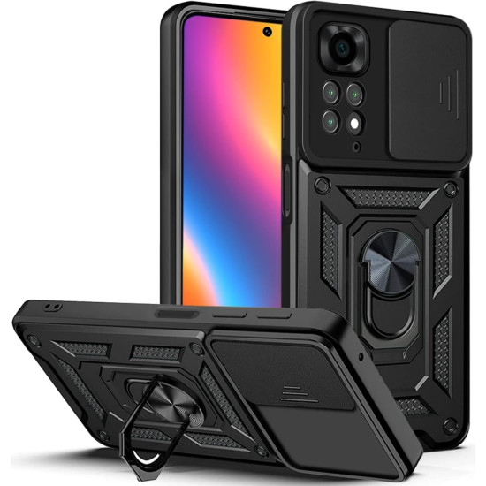 Bodycell Armor Slide - Ανθεκτική Θήκη Xiaomi Redmi Note 11 Pro / Redmi Note 12 Pro 4G με Κάλυμμα για την Κάμερα & Μεταλλικό Ring Holder - Black (5206015072383)