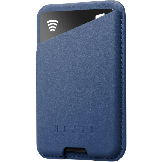 Mujjo Full Leather Magnetic Wallet - Universal Δερμάτινο MagSafe Πορτοφόλι / Θήκη για Κάρτες - Monaco Blue (MUJJO-WA-001-BL)