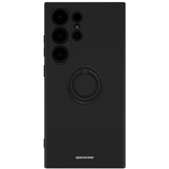 Θήκη Σιλικόνης με Μεταλλικό Μαγνητικό Ring Holder - Samsung Galaxy S24 Ultra - Spacecase Silicone Ring - Black (5905719106775)