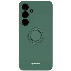 Θήκη Σιλικόνης με Μεταλλικό Μαγνητικό Ring Holder - Samsung Galaxy S24 - Spacecase Silicone Ring - Dark Green (5905719106720)