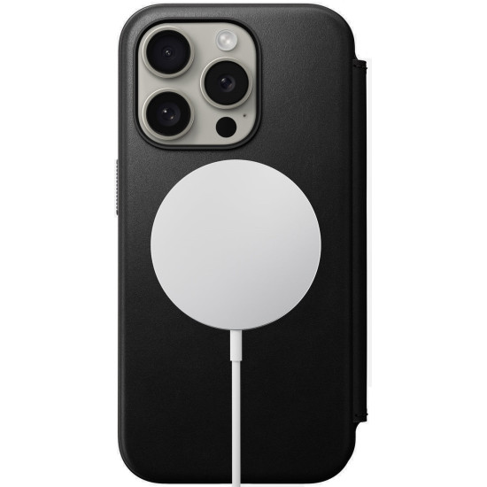 Nomad Modern Leather Folio - MagSafe Δερμάτινη Θήκη - Πορτοφόλι Apple iPhone 15 Pro - Black (NM01627685)
