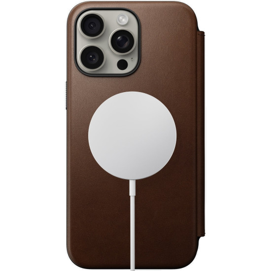 Θήκη iPhone 15 Pro Max Nomad Modern Leather Folio Δερμάτινο Πορτοφόλι με MagSafe - Brown (NM01633785)