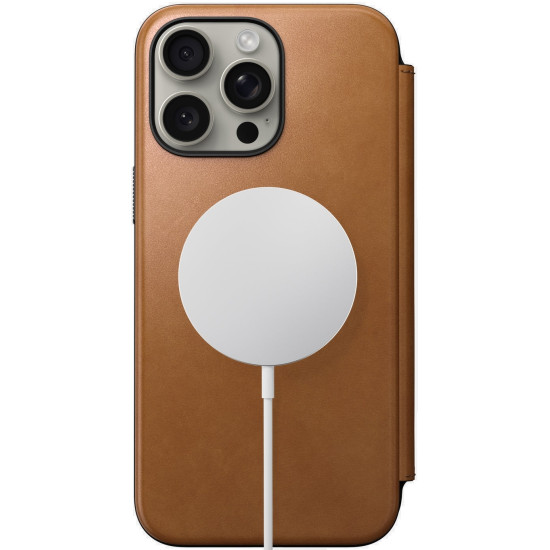 Θήκη iPhone 15 Pro Max Nomad Modern Leather Folio Δερμάτινο Πορτοφόλι με MagSafe - English Tan (NM01634485)