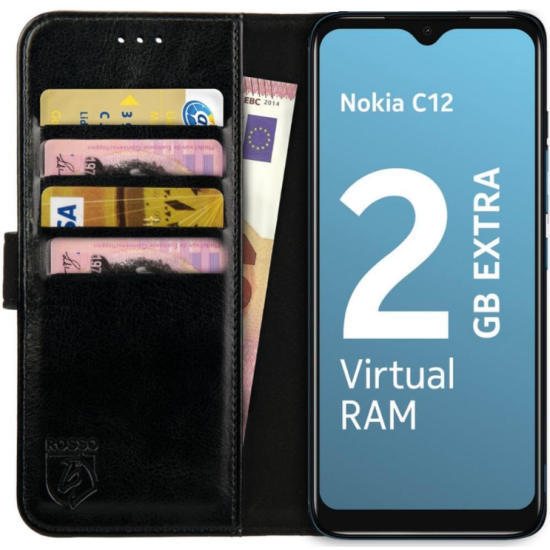 PU Θήκη Πορτοφόλι - Nokia C12 - Rosso Element - Black (8719246427046)