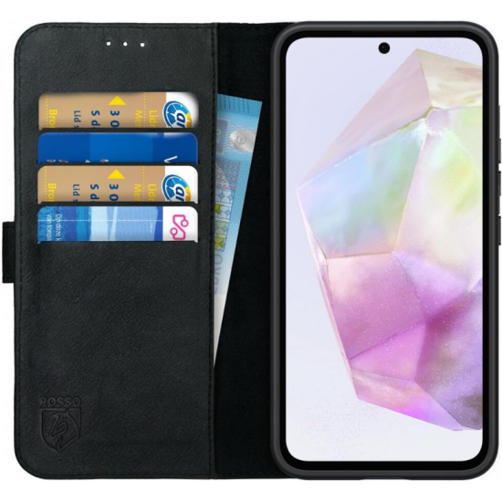 Δερμάτινη Θήκη Πορτοφόλι - Samsung Galaxy A35 - Rosso Deluxe - Black (8719246438349)
